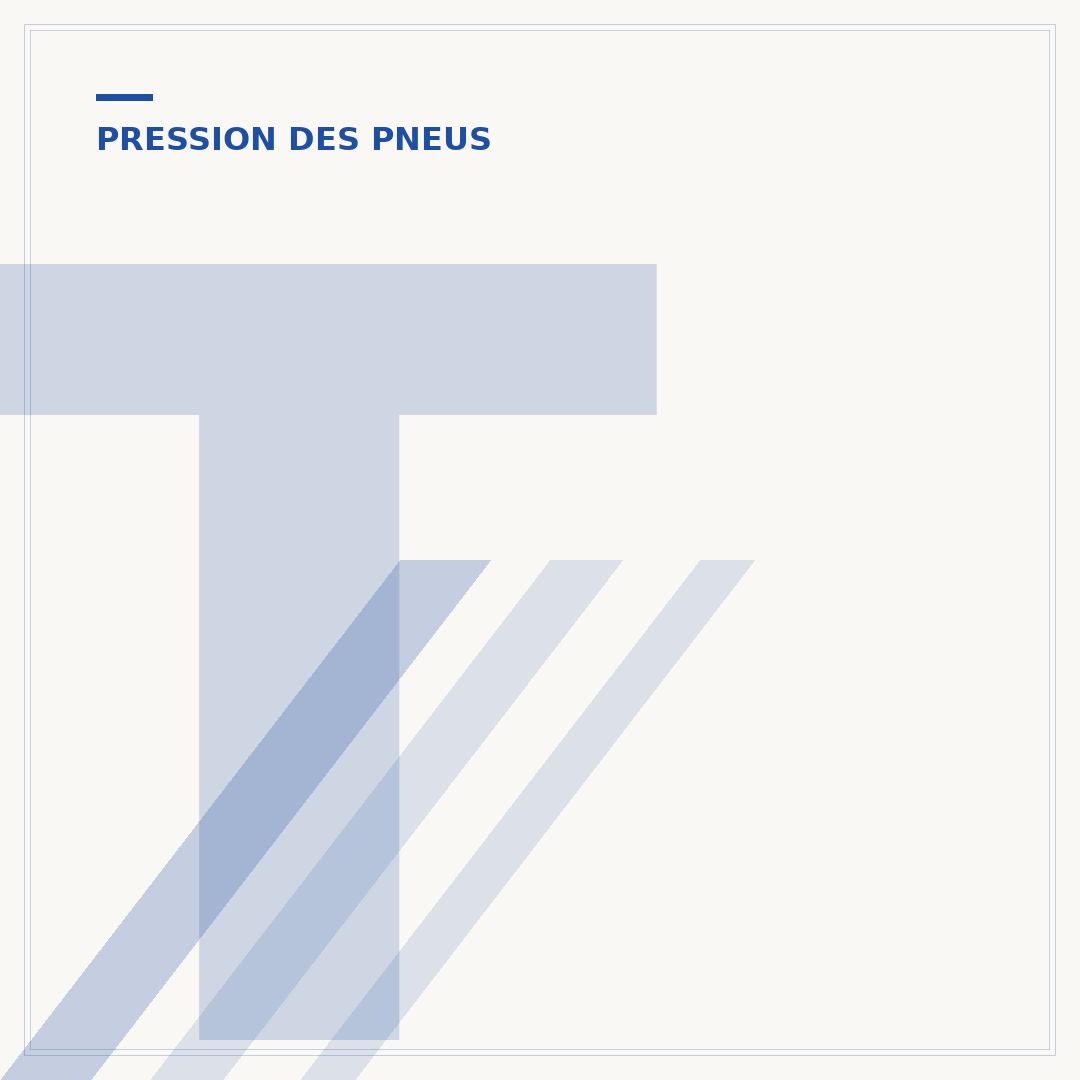 Tableau de pression des pneus de voiture en bar