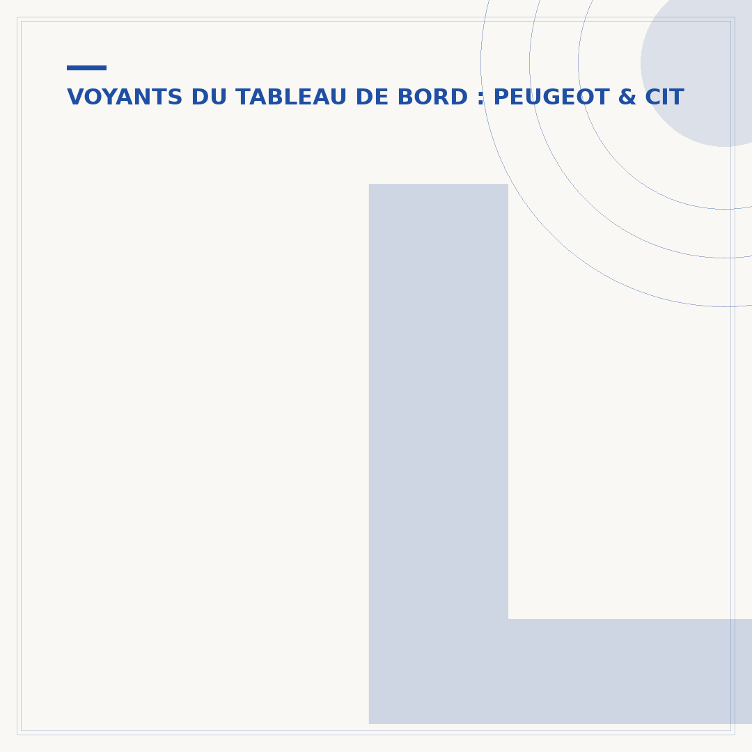 Liste des voyants du tableau de bord 206