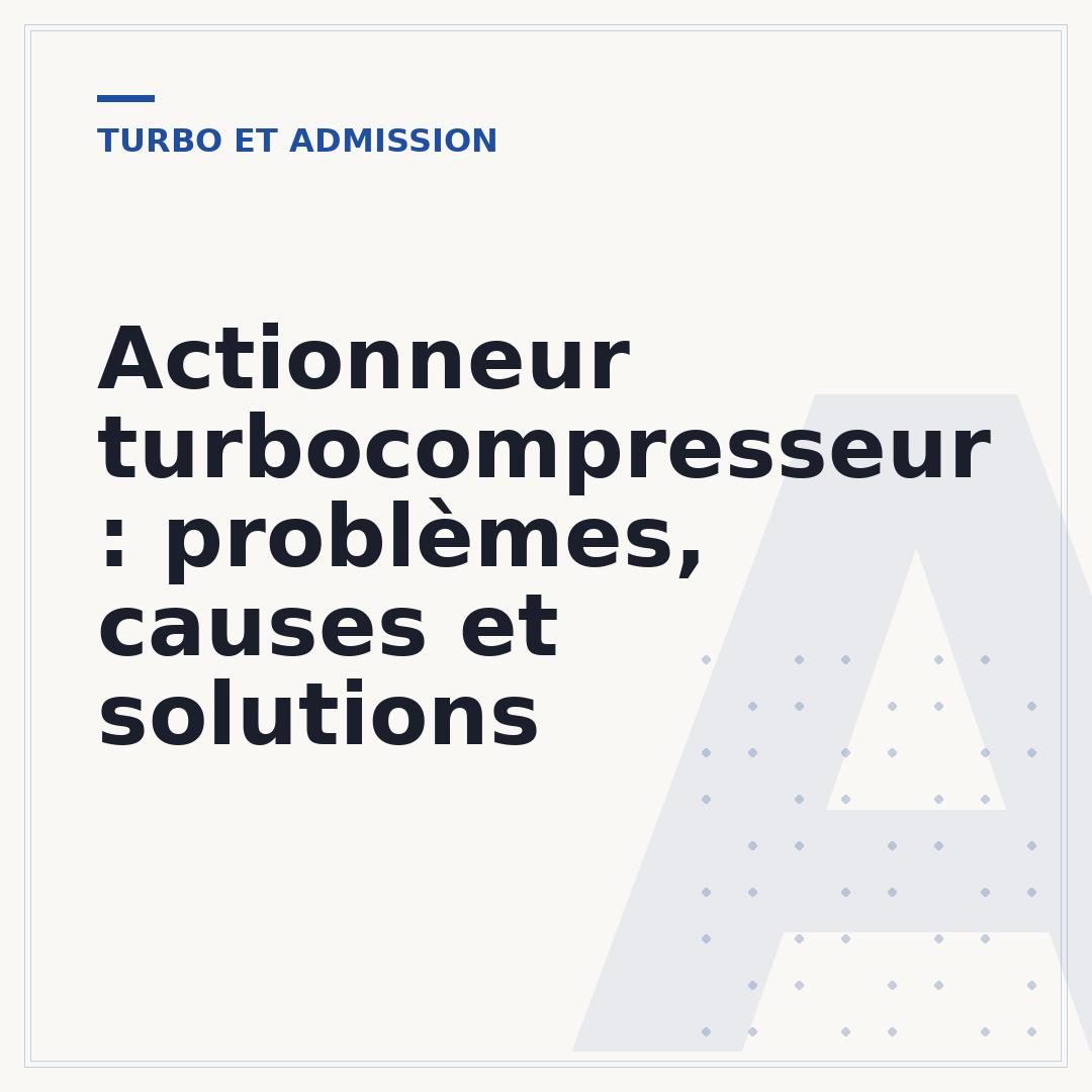 Actionneur turbocompresseur : problèmes, causes et solutions