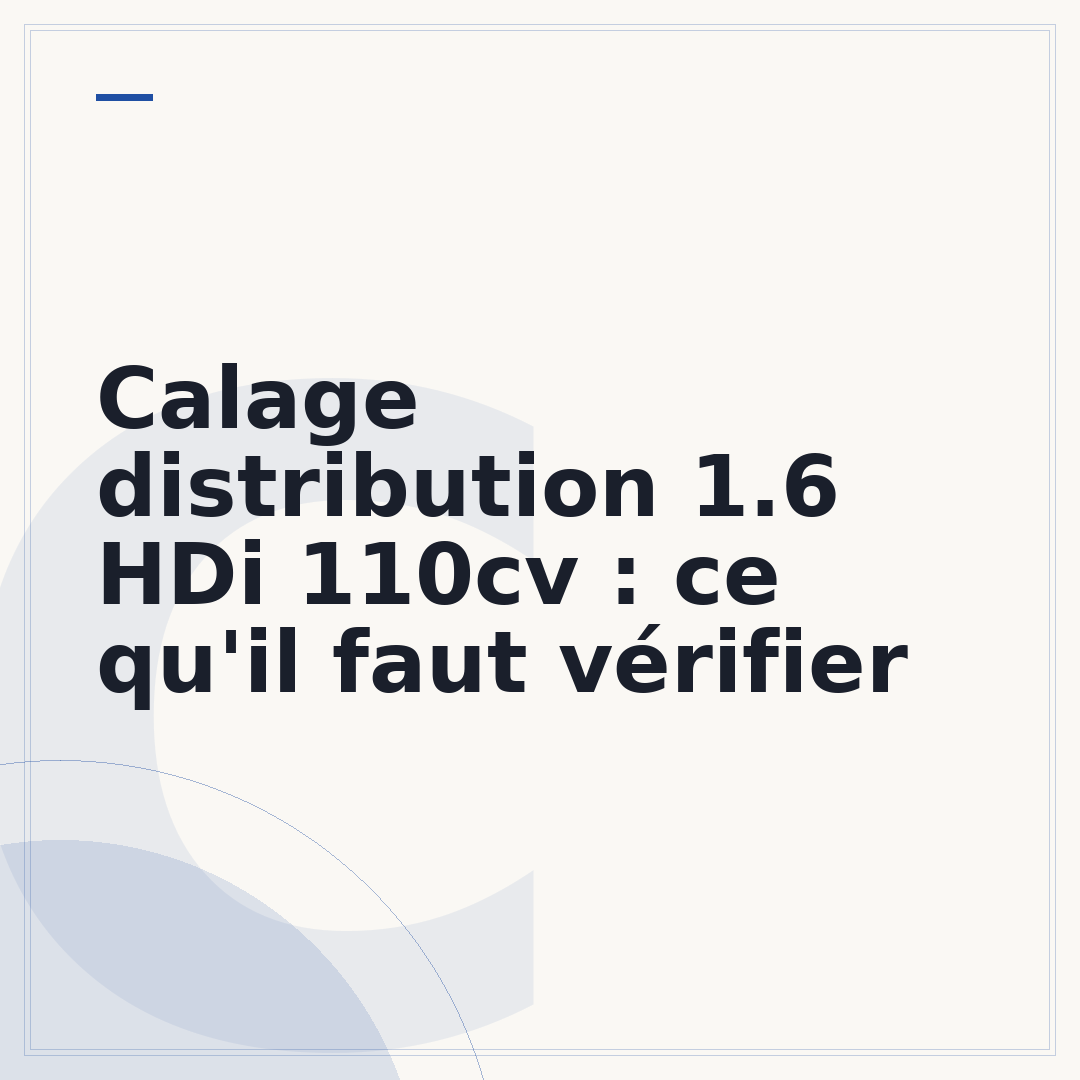 Calage distribution 1.6 HDi 110cv : ce qu'il faut vérifier