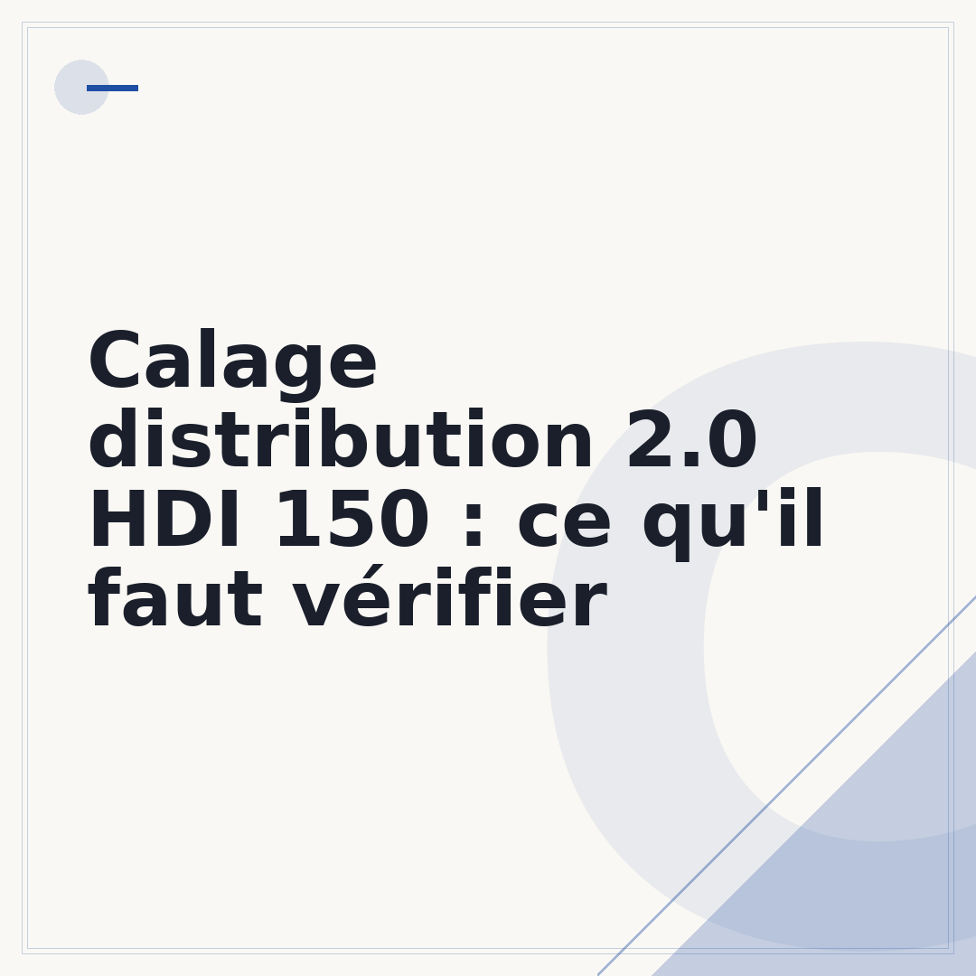 Calage distribution 2.0 HDI 150 : ce qu'il faut vérifier