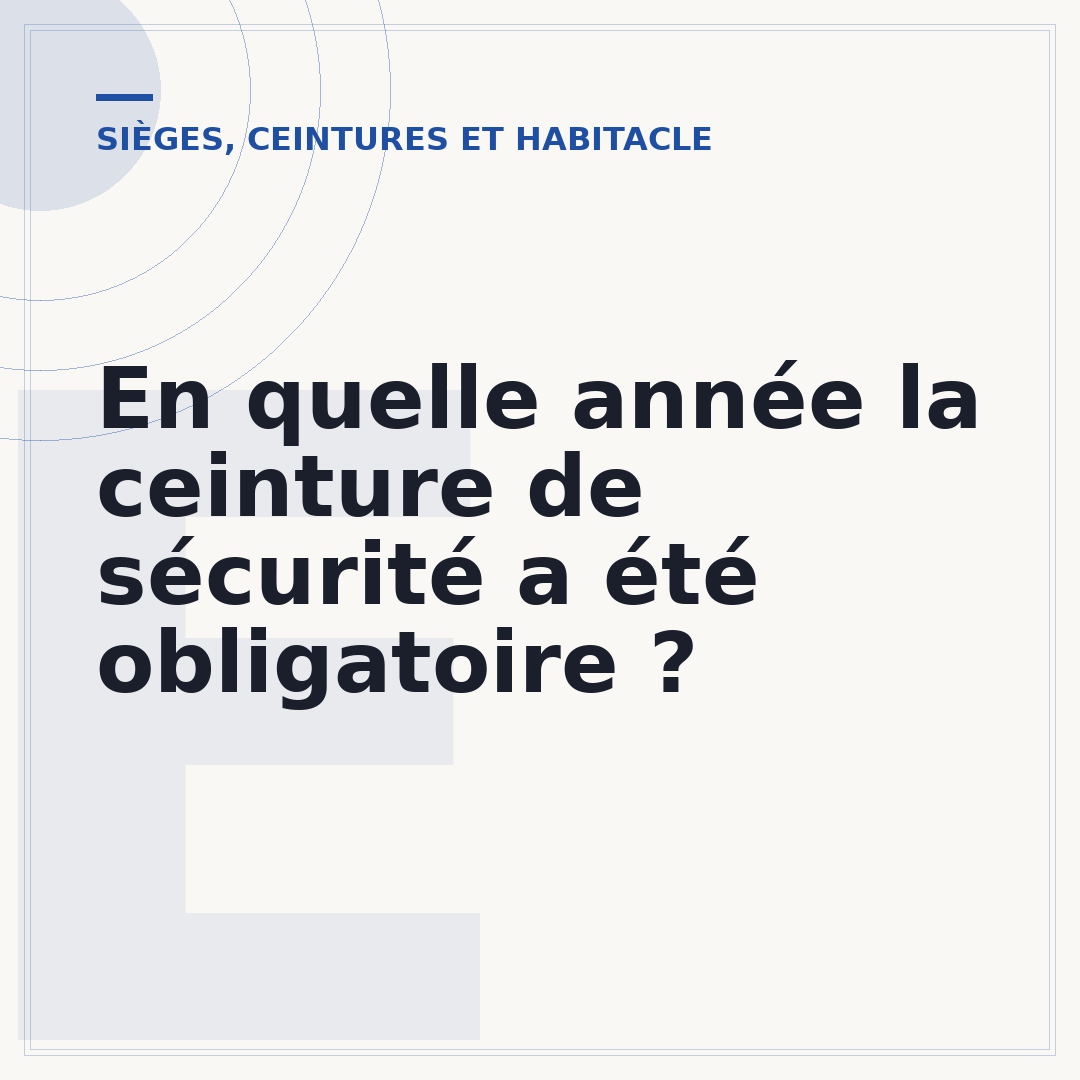 En quelle année la ceinture de sécurité a été obligatoire ?