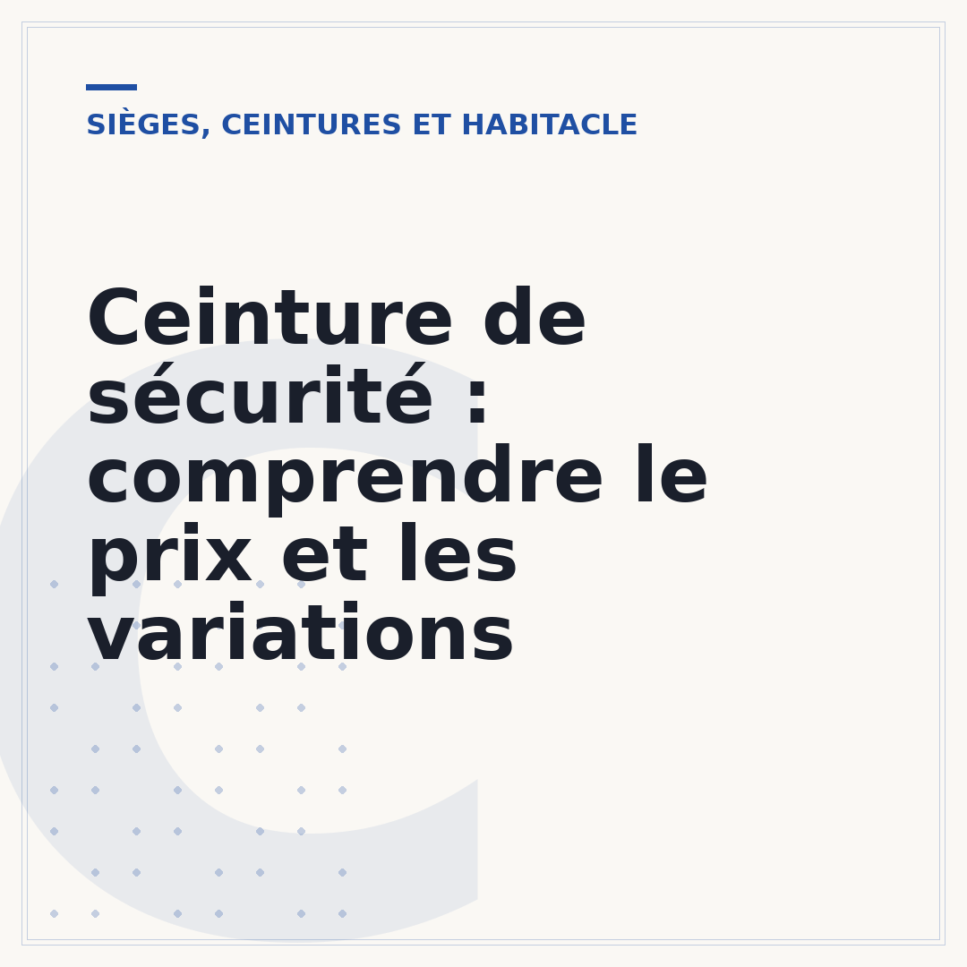 Ceinture de sécurité : comprendre le prix et les variations
