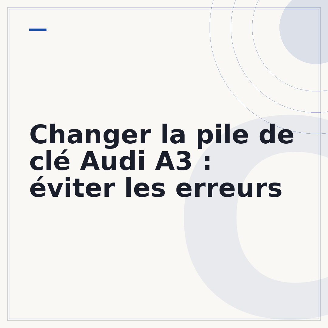 Changer la pile de clé Audi A3 : éviter les erreurs