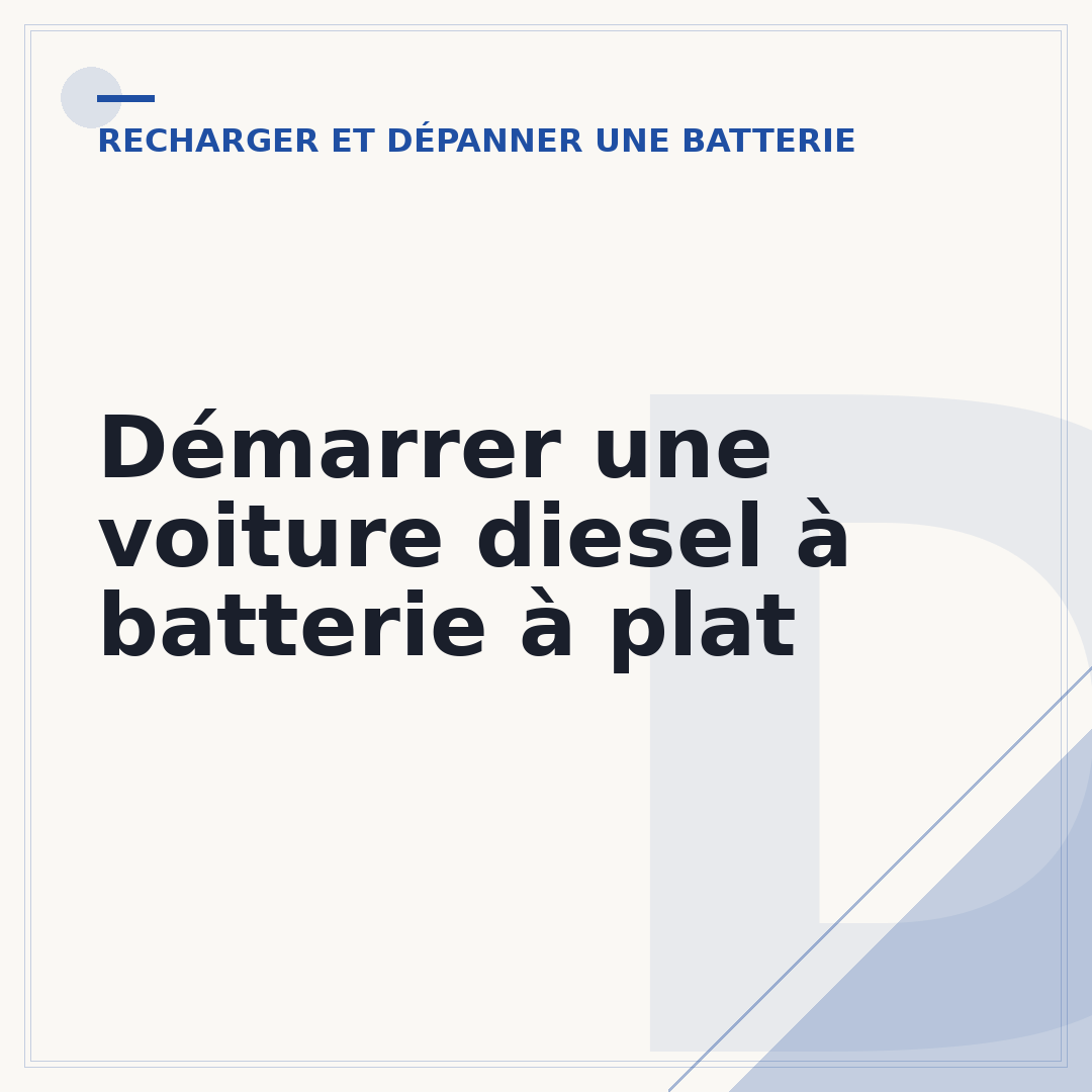 Démarrer une voiture diesel à batterie à plat