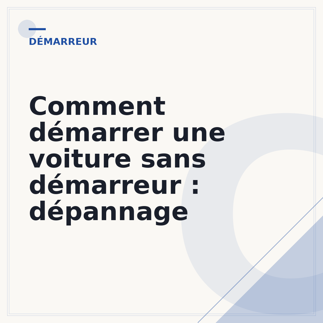 Comment démarrer une voiture sans démarreur : dépannage