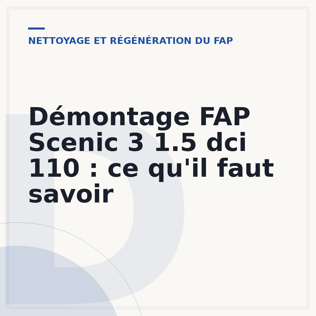 Démontage FAP Scenic 3 1.5 dci 110 : ce qu'il faut savoir