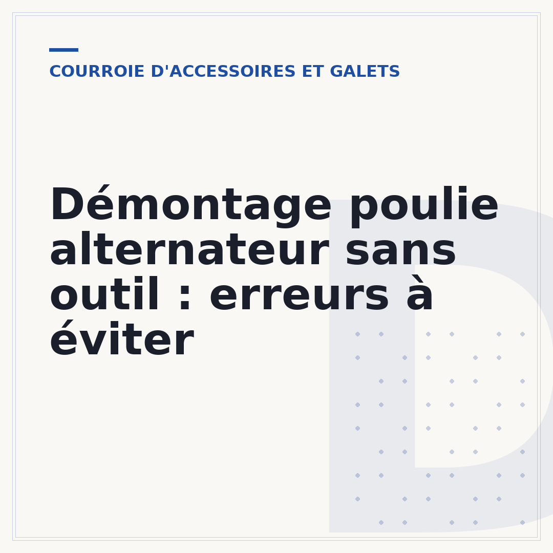 Démontage poulie alternateur sans outil : erreurs à éviter