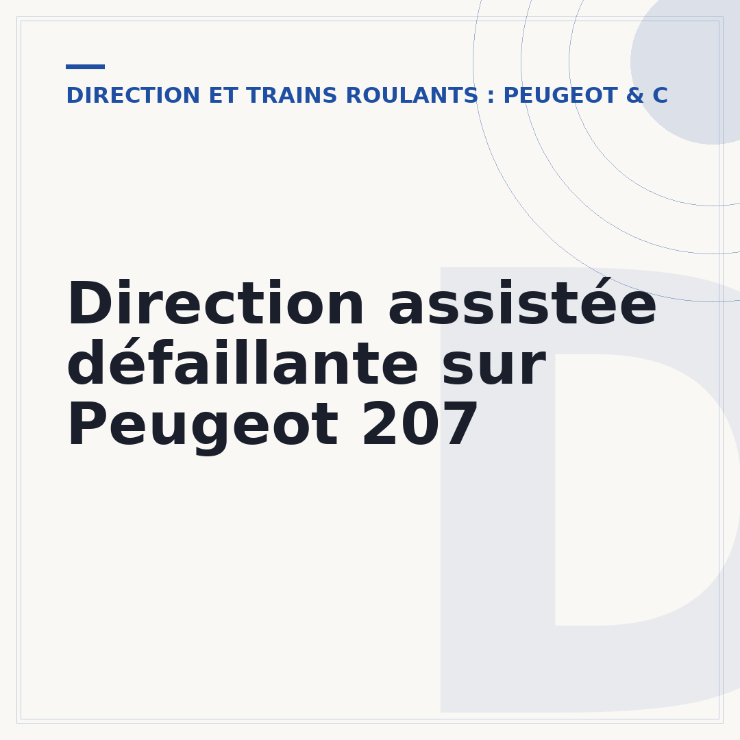 Direction assistée défaillante sur Peugeot 207