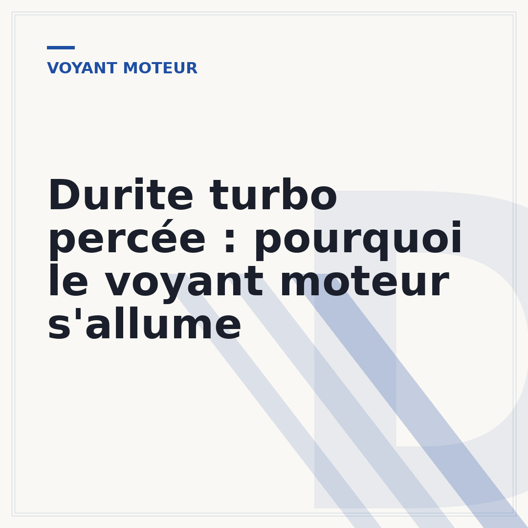 Durite turbo percée : pourquoi le voyant moteur s'allume