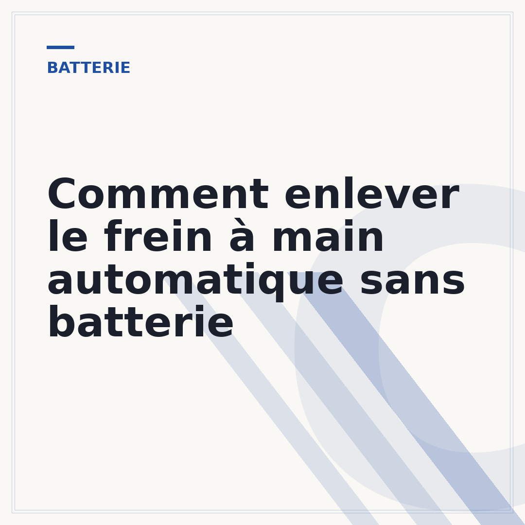 Comment enlever le frein à main automatique sans batterie