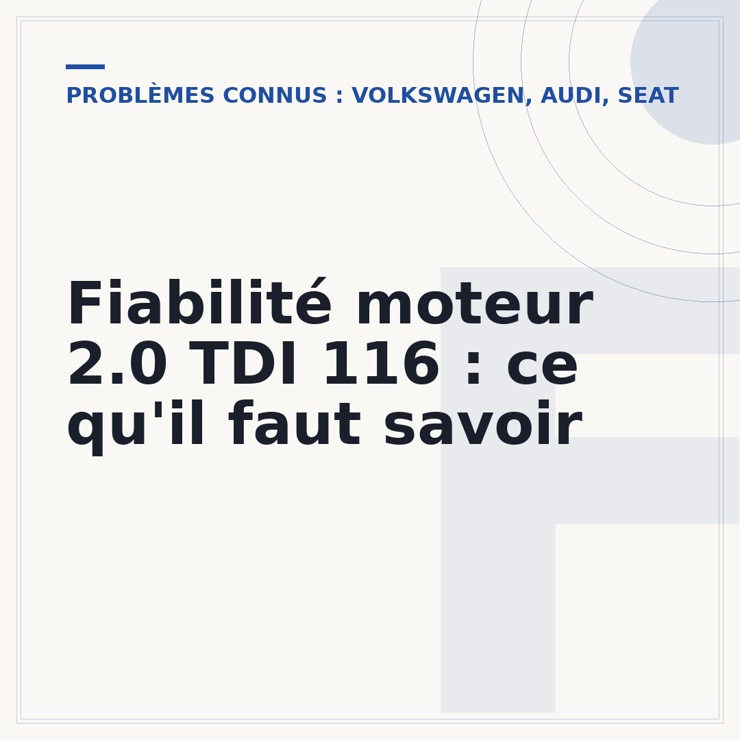 Fiabilité moteur 2.0 TDI 116 : ce qu'il faut savoir