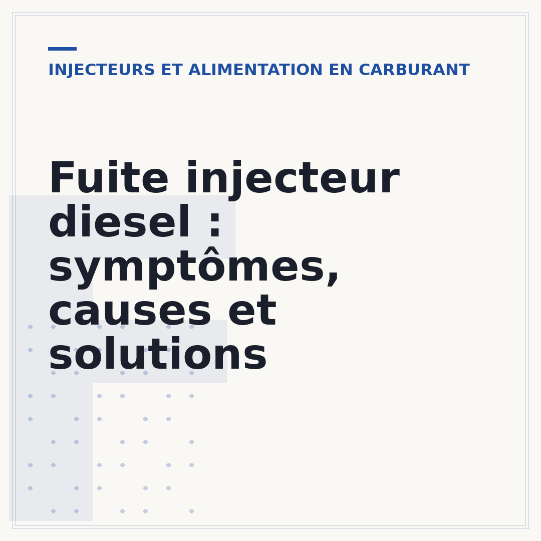 Fuite injecteur diesel : symptômes, causes et solutions
