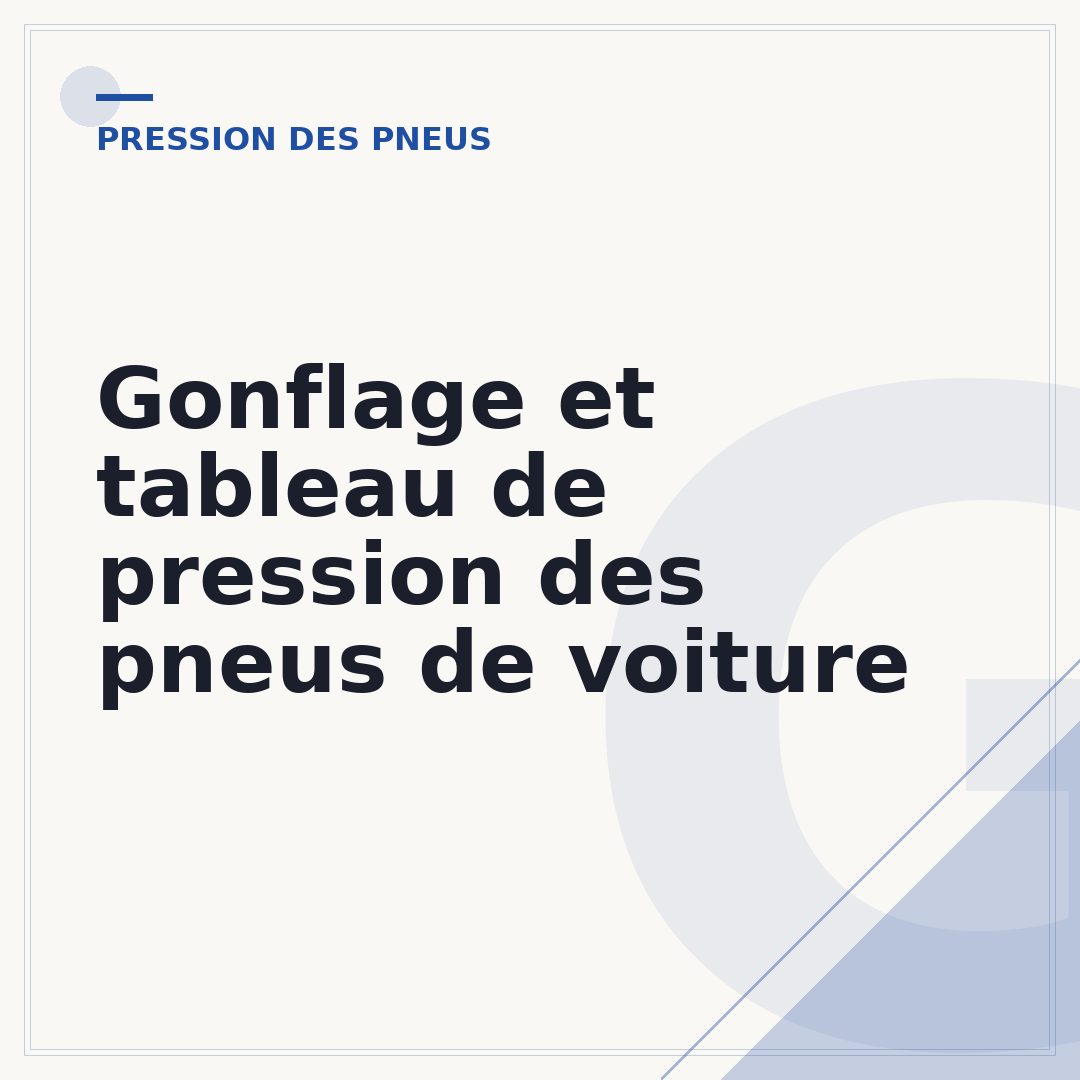 Gonflage et tableau de pression des pneus de voiture