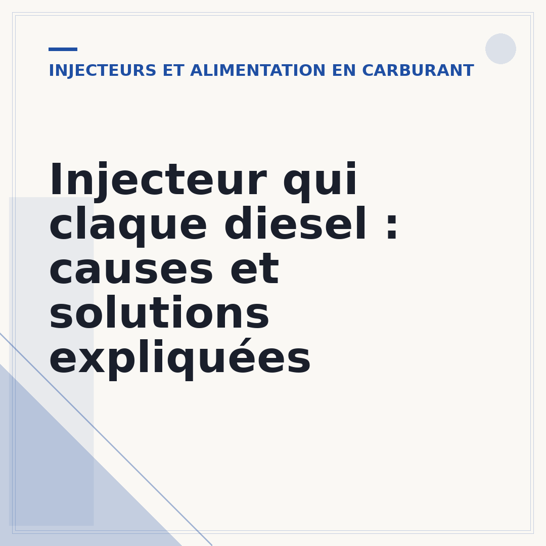 Injecteur qui claque diesel : causes et solutions expliquées