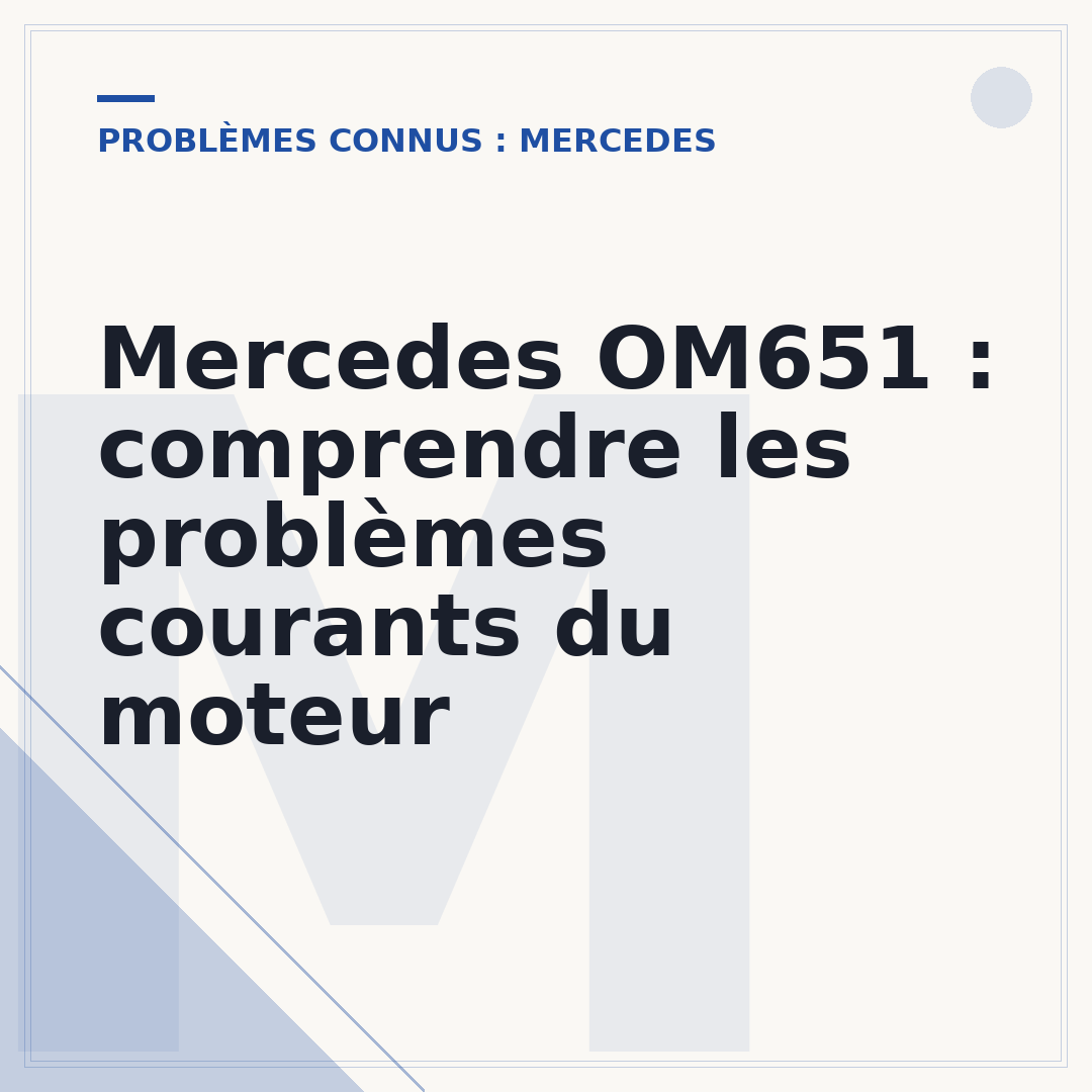 Mercedes OM651 : comprendre les problèmes courants du moteur