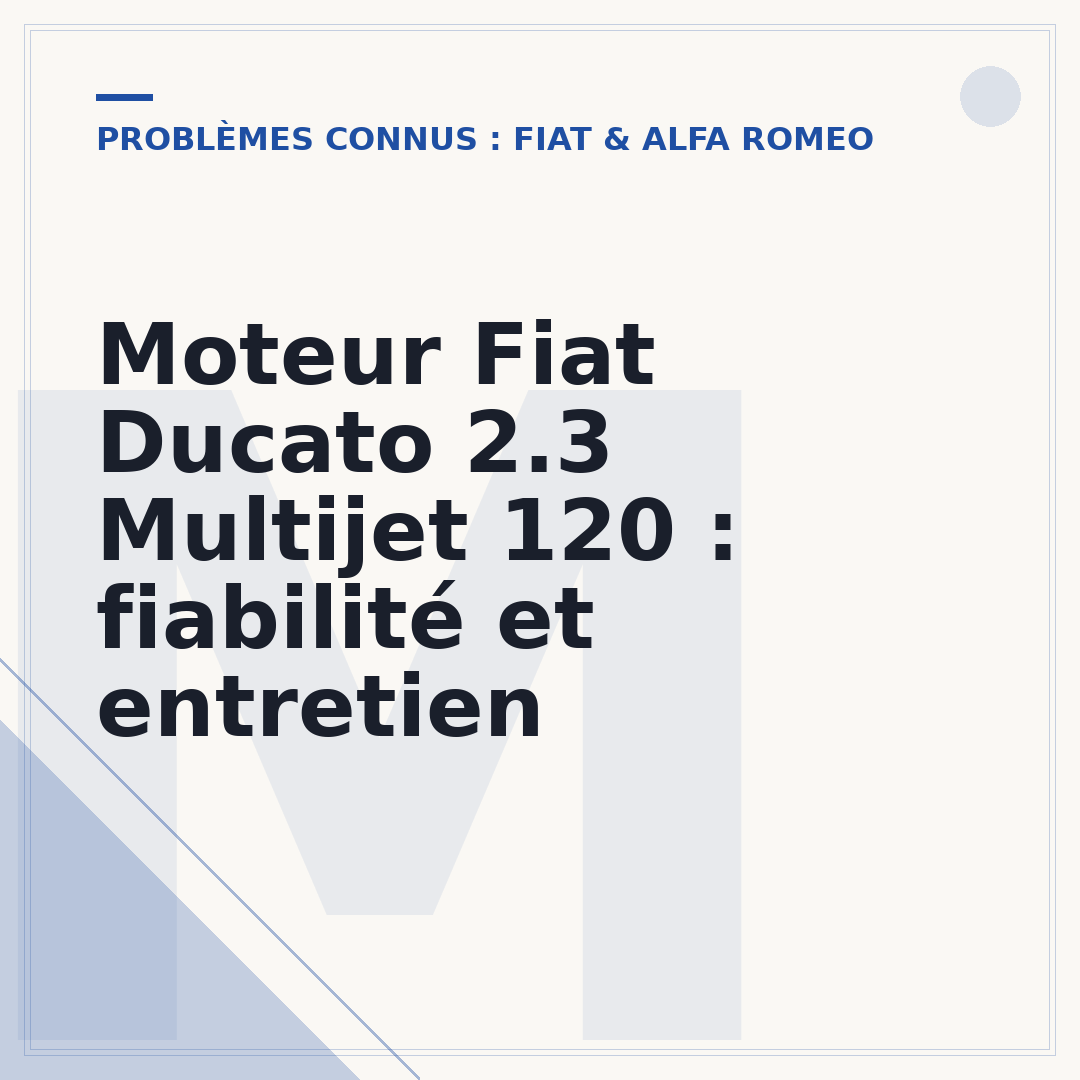 Moteur Fiat Ducato 2.3 Multijet 120 : fiabilité et entretien