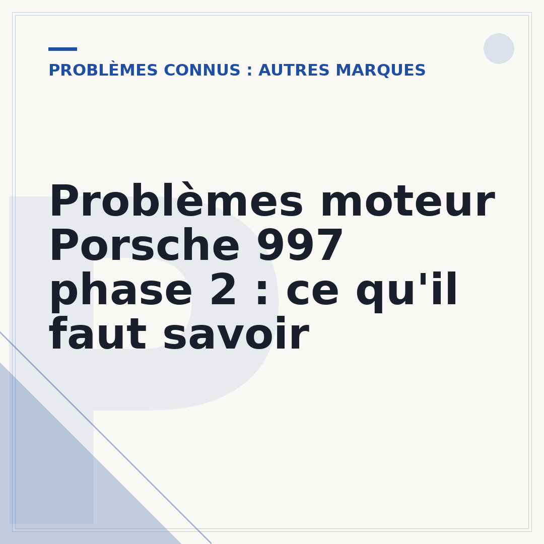 Problèmes moteur Porsche 997 phase 2 : ce qu'il faut savoir
