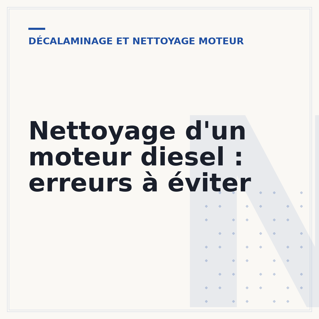 Nettoyage d'un moteur diesel : erreurs à éviter
