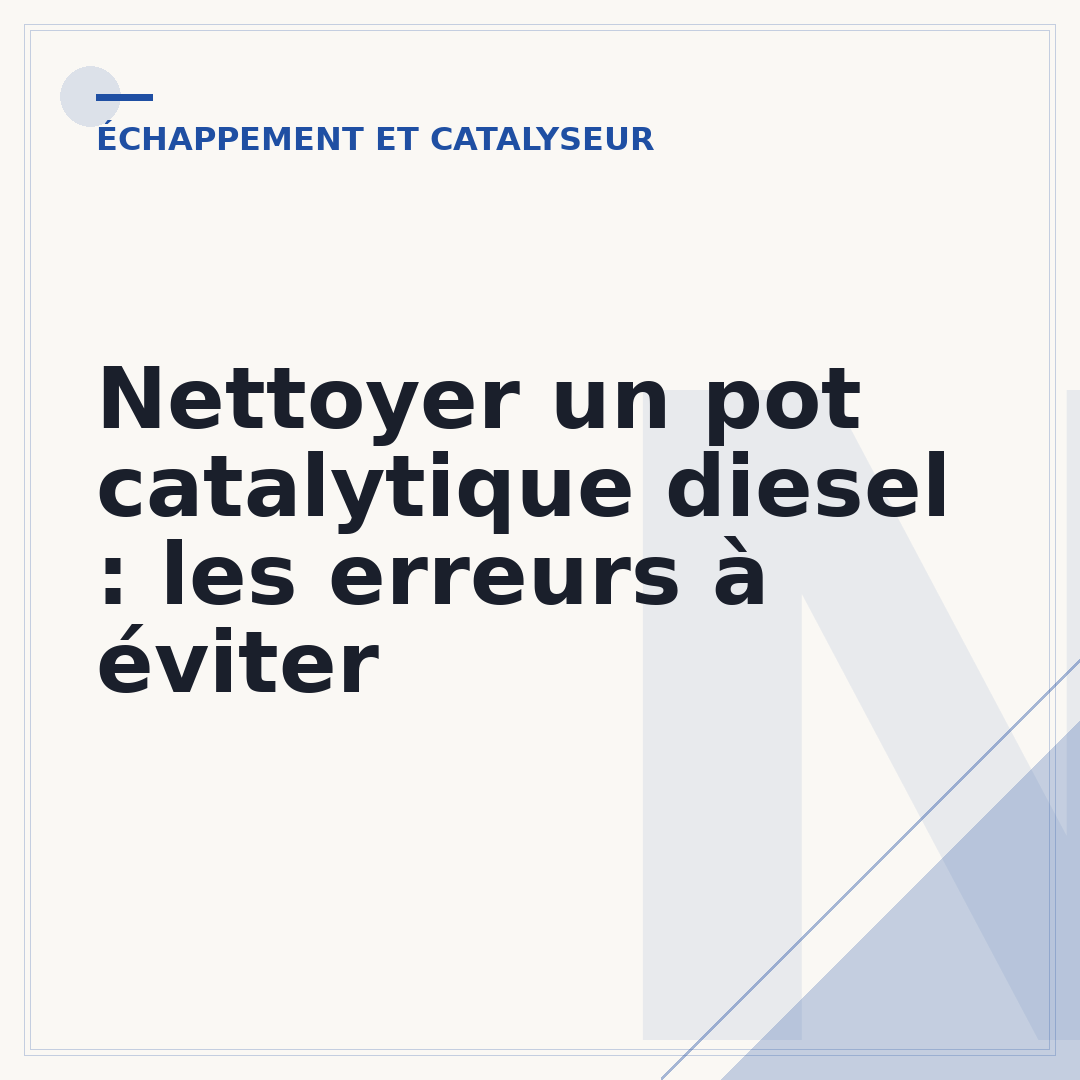 Nettoyer un pot catalytique diesel : les erreurs à éviter