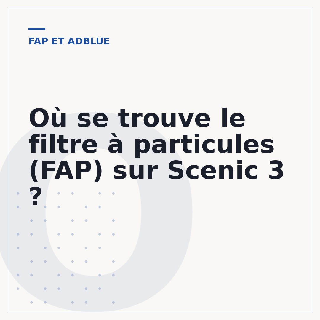 Où se trouve le filtre à particules (FAP) sur Scenic 3 ?