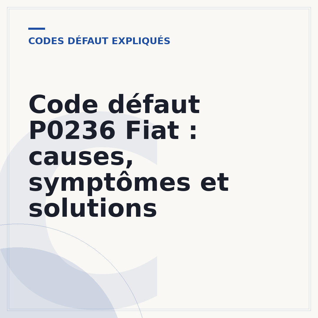 Code défaut P0236 Fiat : causes, symptômes et solutions