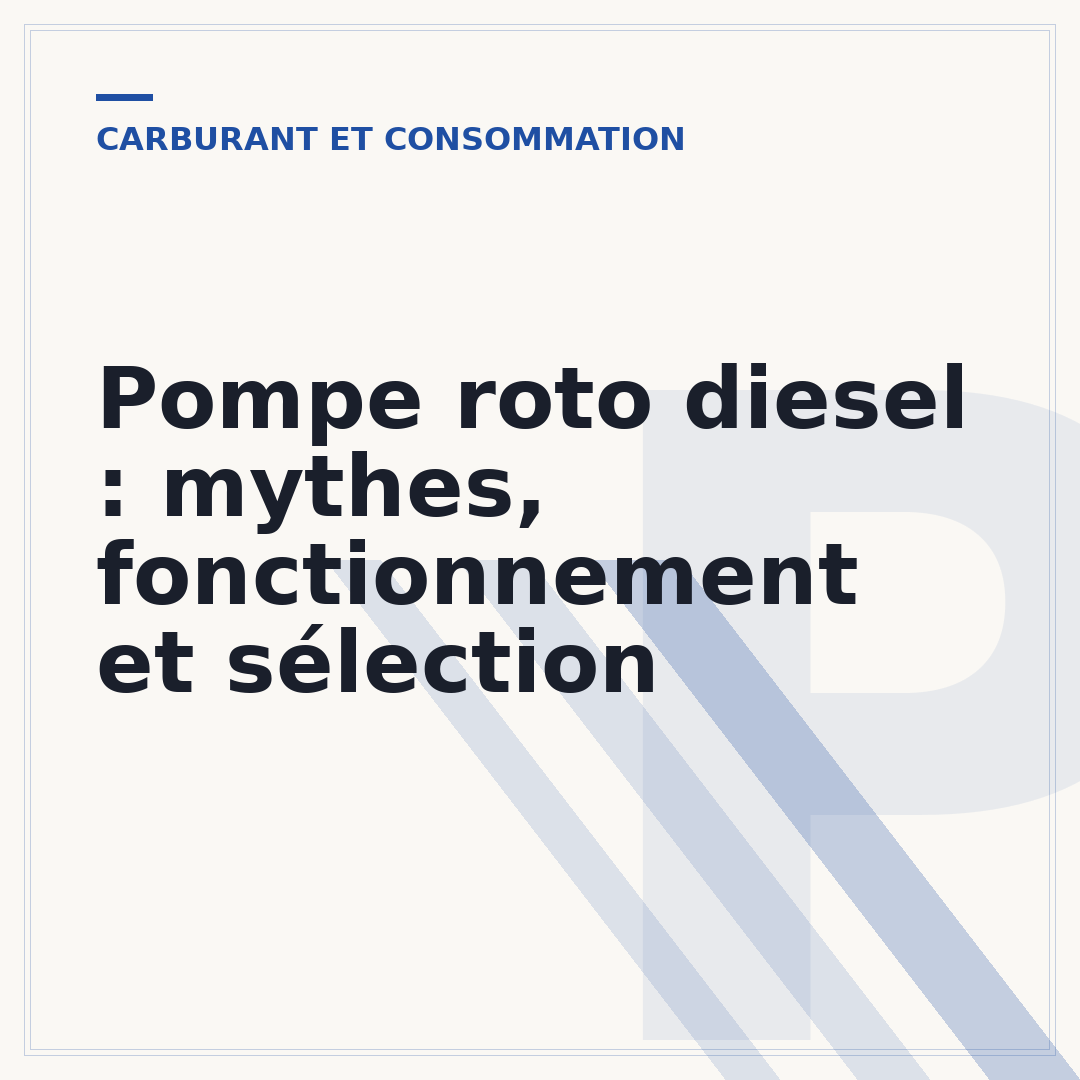 Pompe roto diesel : mythes, fonctionnement et sélection