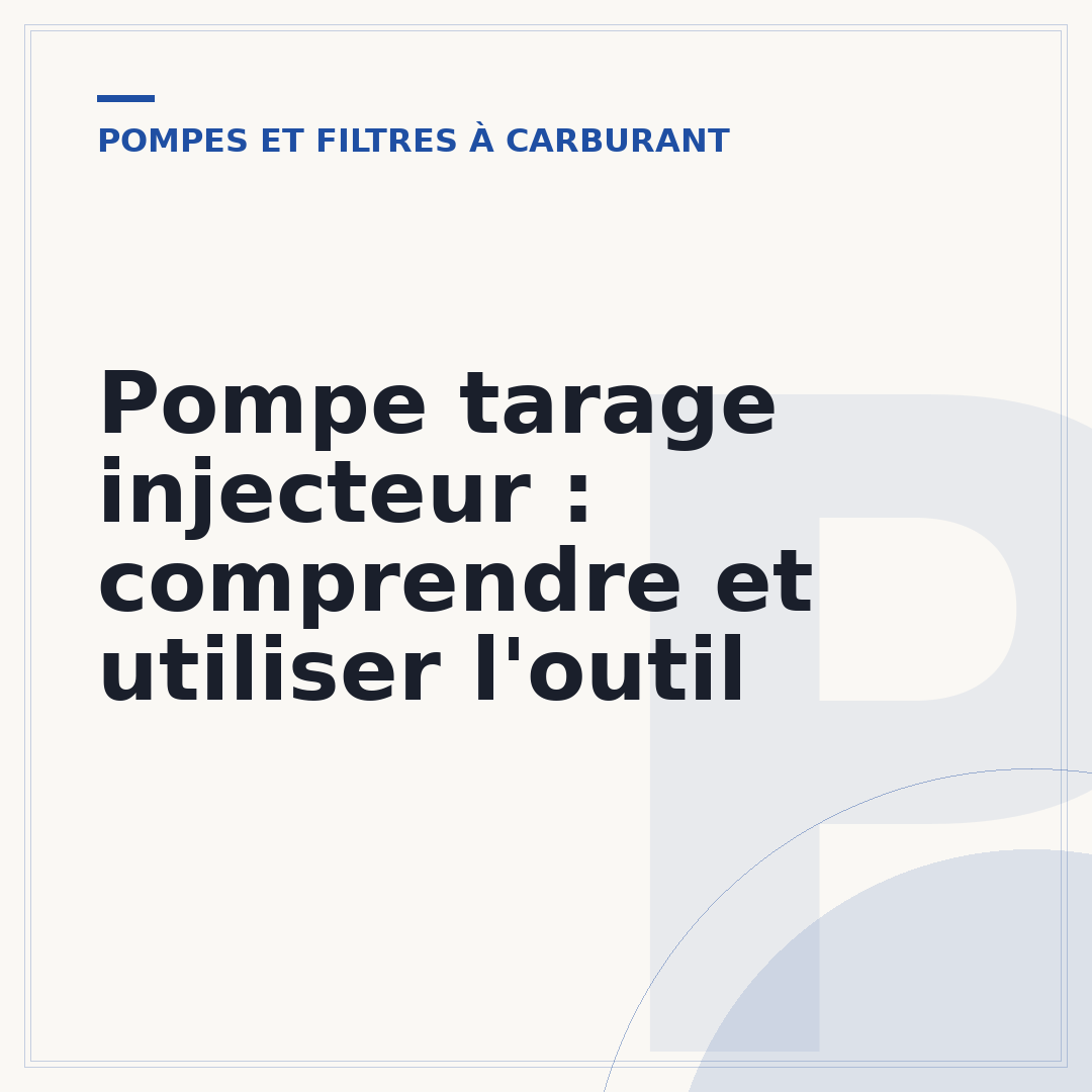 Pompe tarage injecteur : comprendre et utiliser l'outil