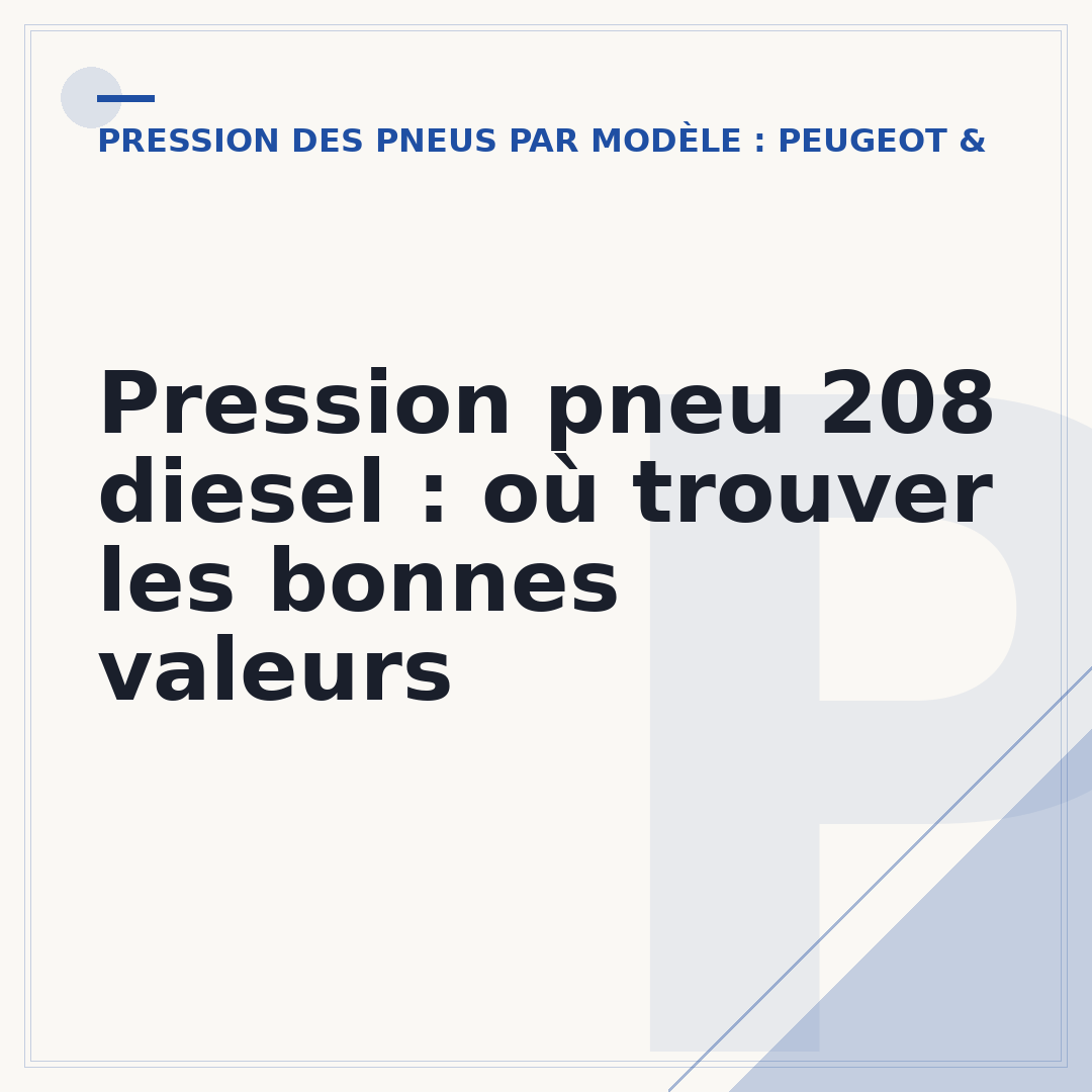 Pression pneu 208 diesel : où trouver les bonnes valeurs