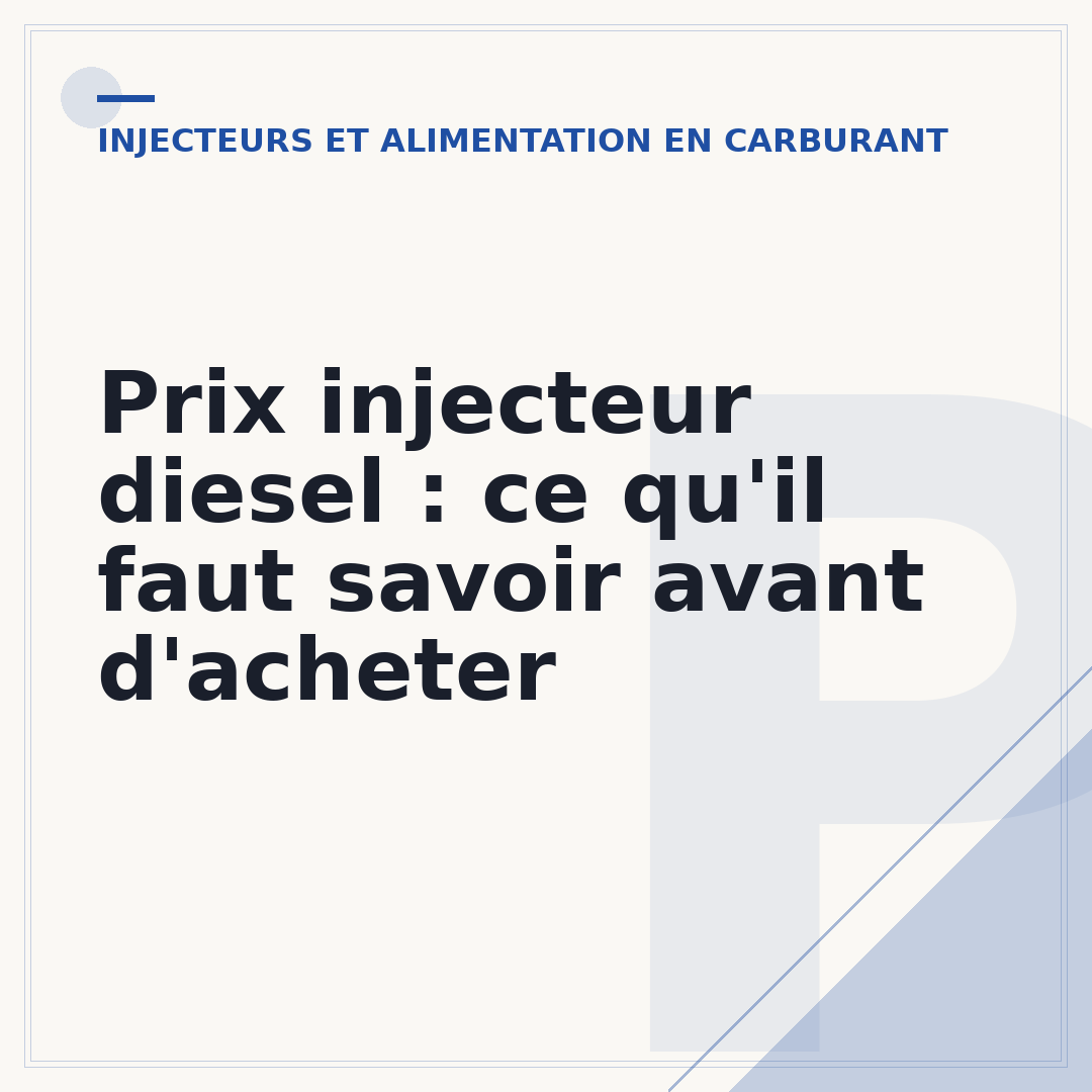 Prix injecteur diesel : ce qu'il faut savoir avant d'acheter