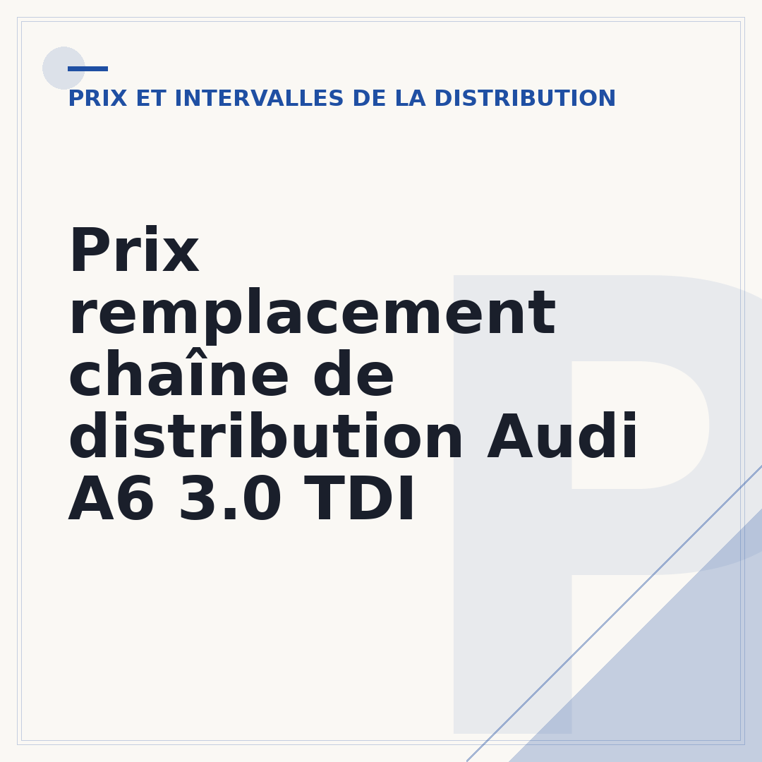 Prix remplacement chaîne de distribution Audi A6 3.0 TDI