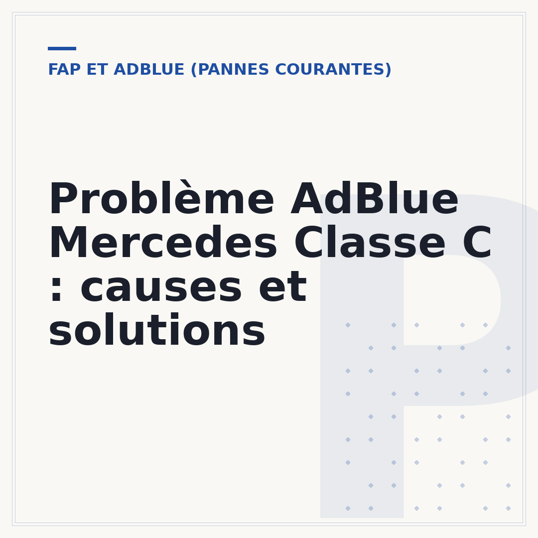 Problème AdBlue Mercedes Classe C : causes et solutions