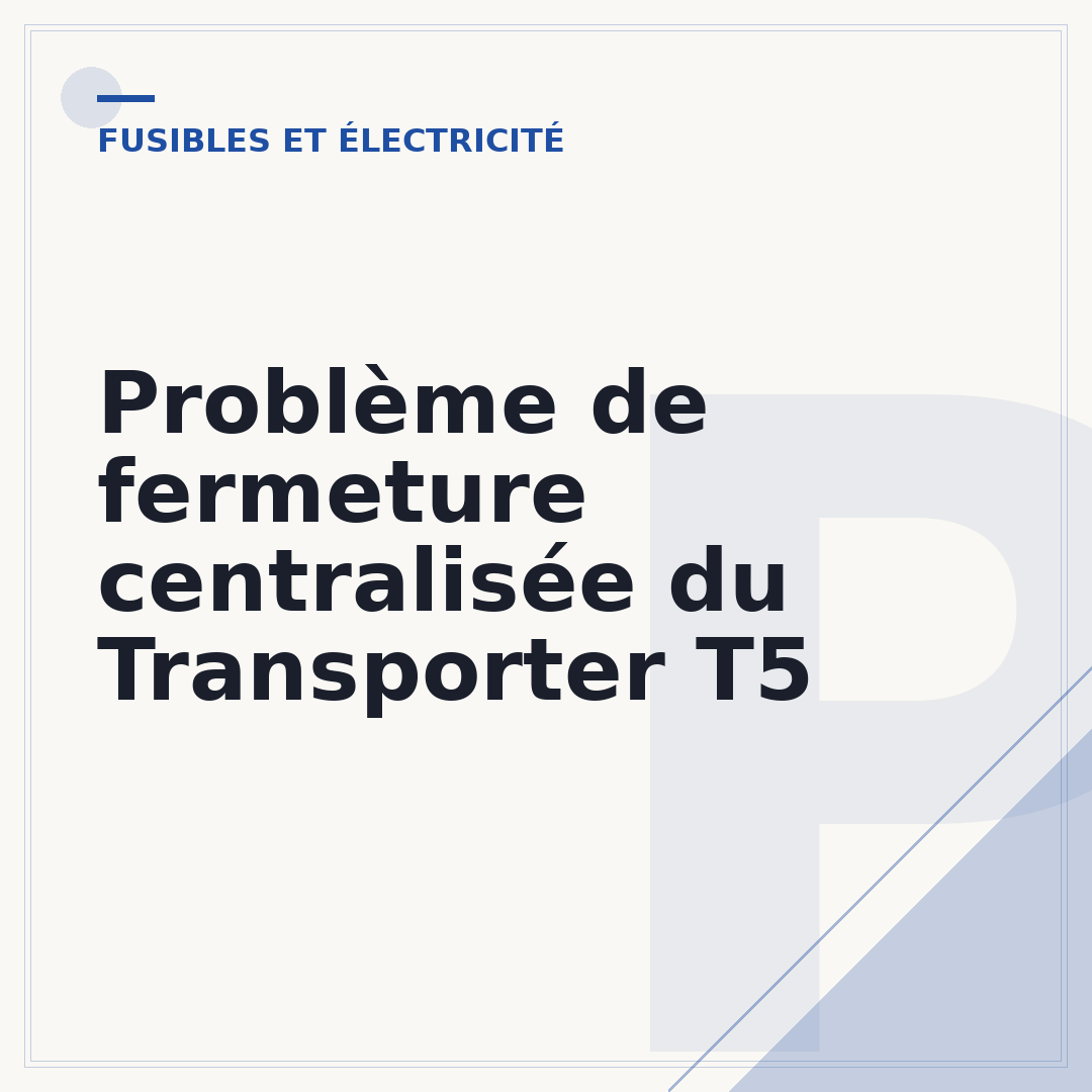 Problème de fermeture centralisée du Transporter T5