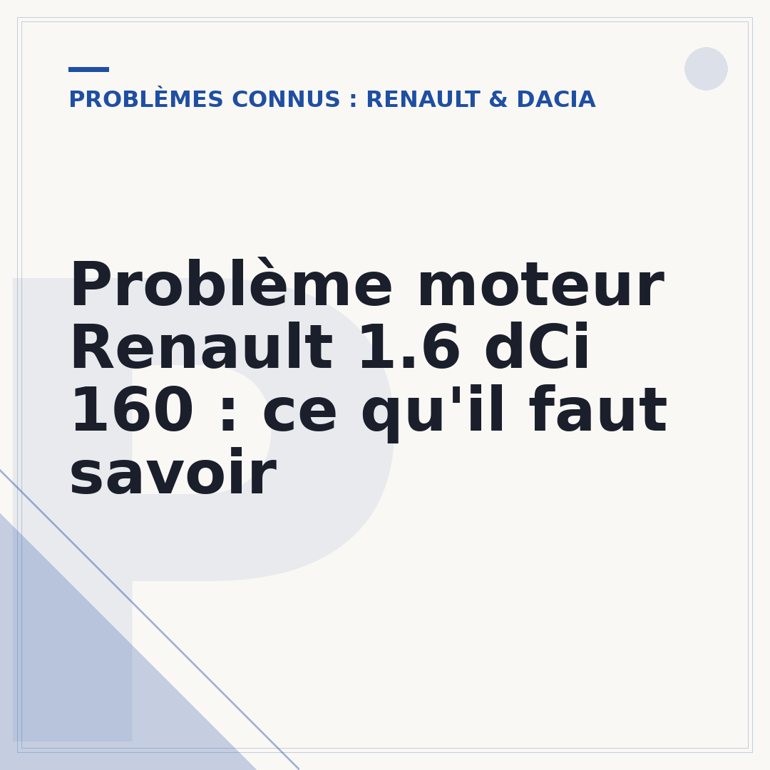 Problème moteur Renault 1.6 dCi 160 : ce qu'il faut savoir