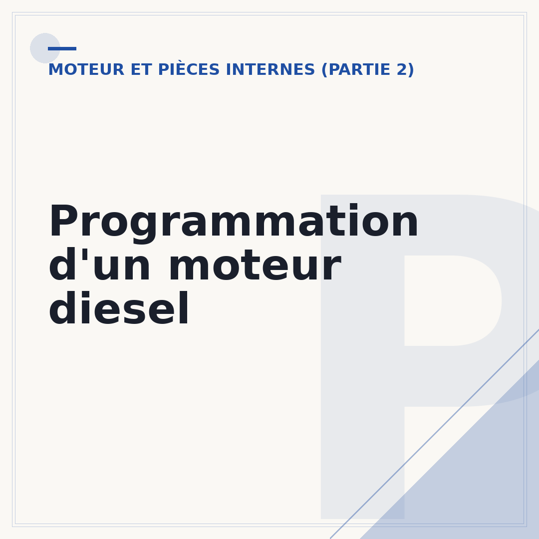 Programmation d'un moteur diesel