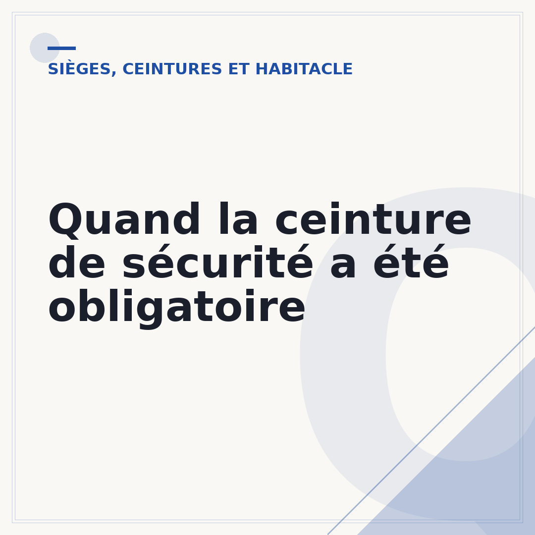 Quand la ceinture de sécurité a été obligatoire