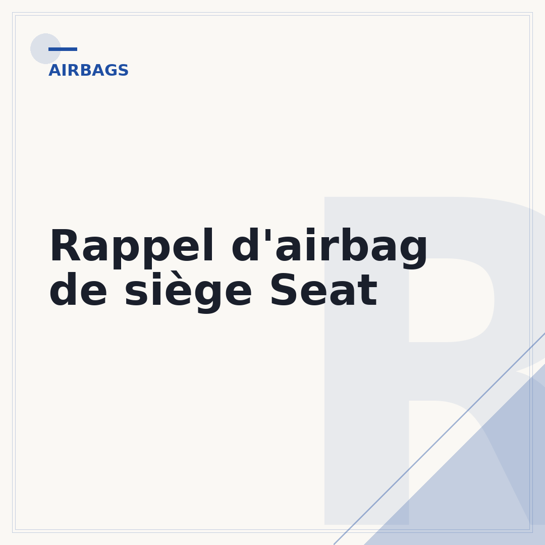 Rappel d'airbag de siège Seat