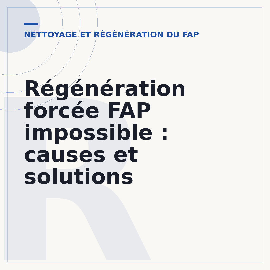 Régénération forcée FAP impossible : causes et solutions