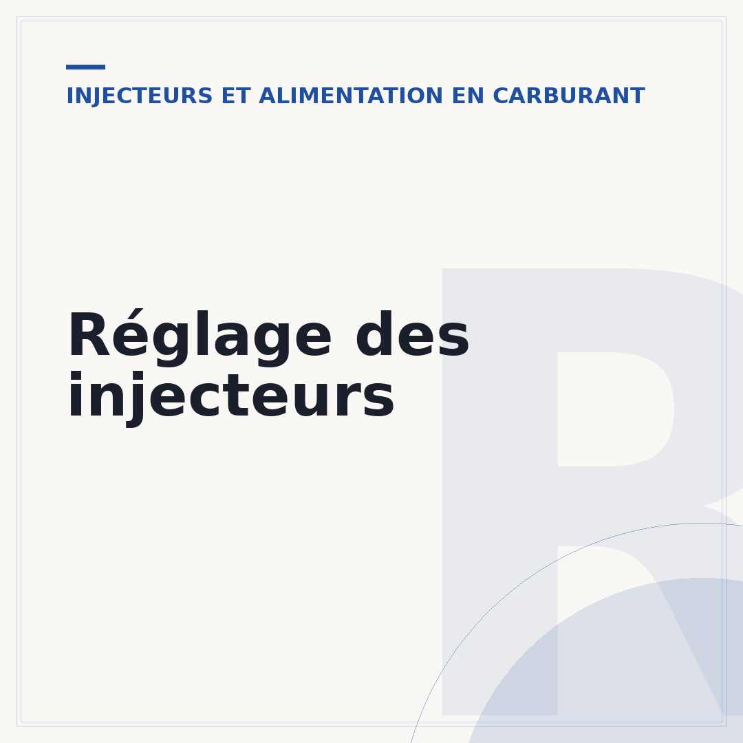 Réglage des injecteurs