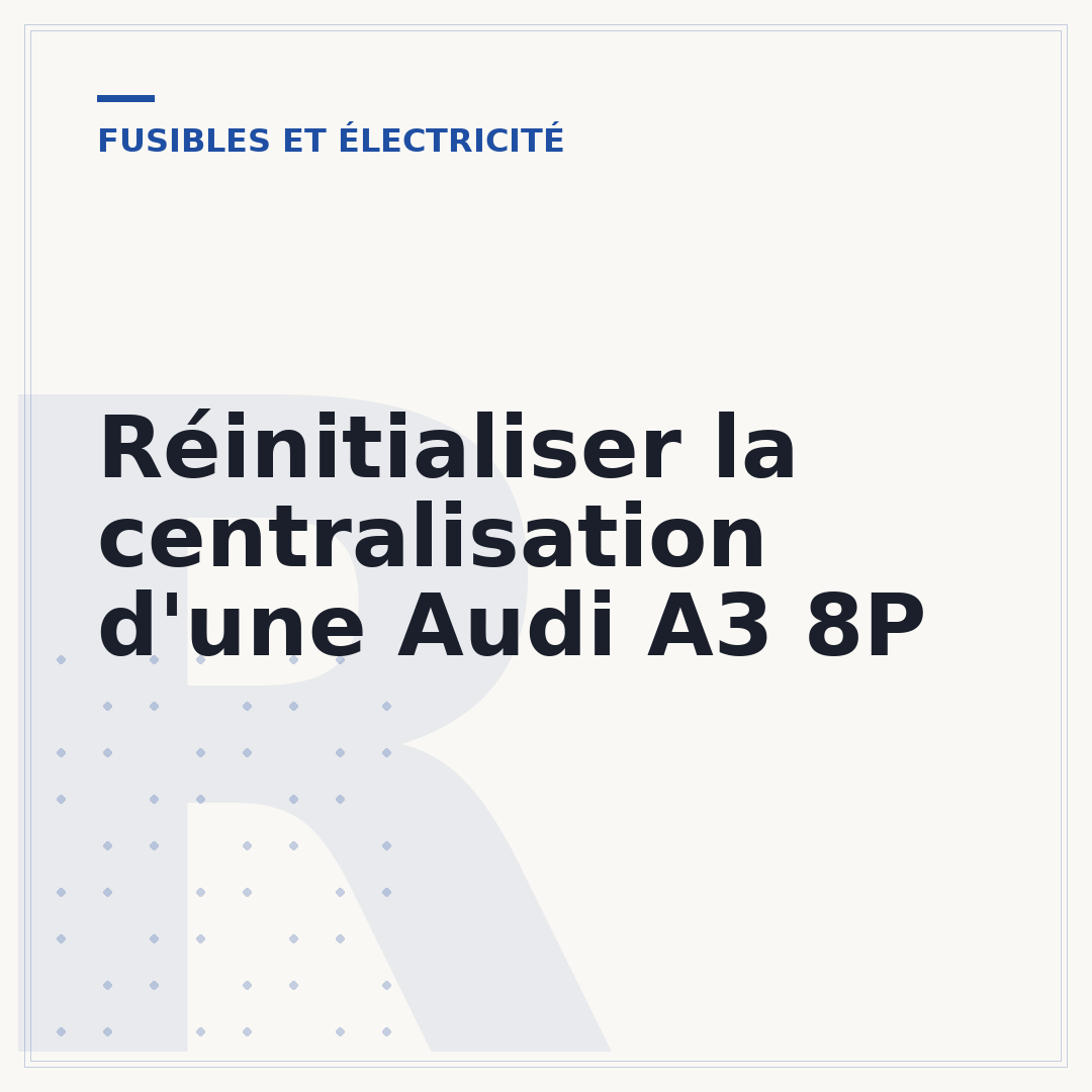 Réinitialiser la centralisation d'une Audi A3 8P