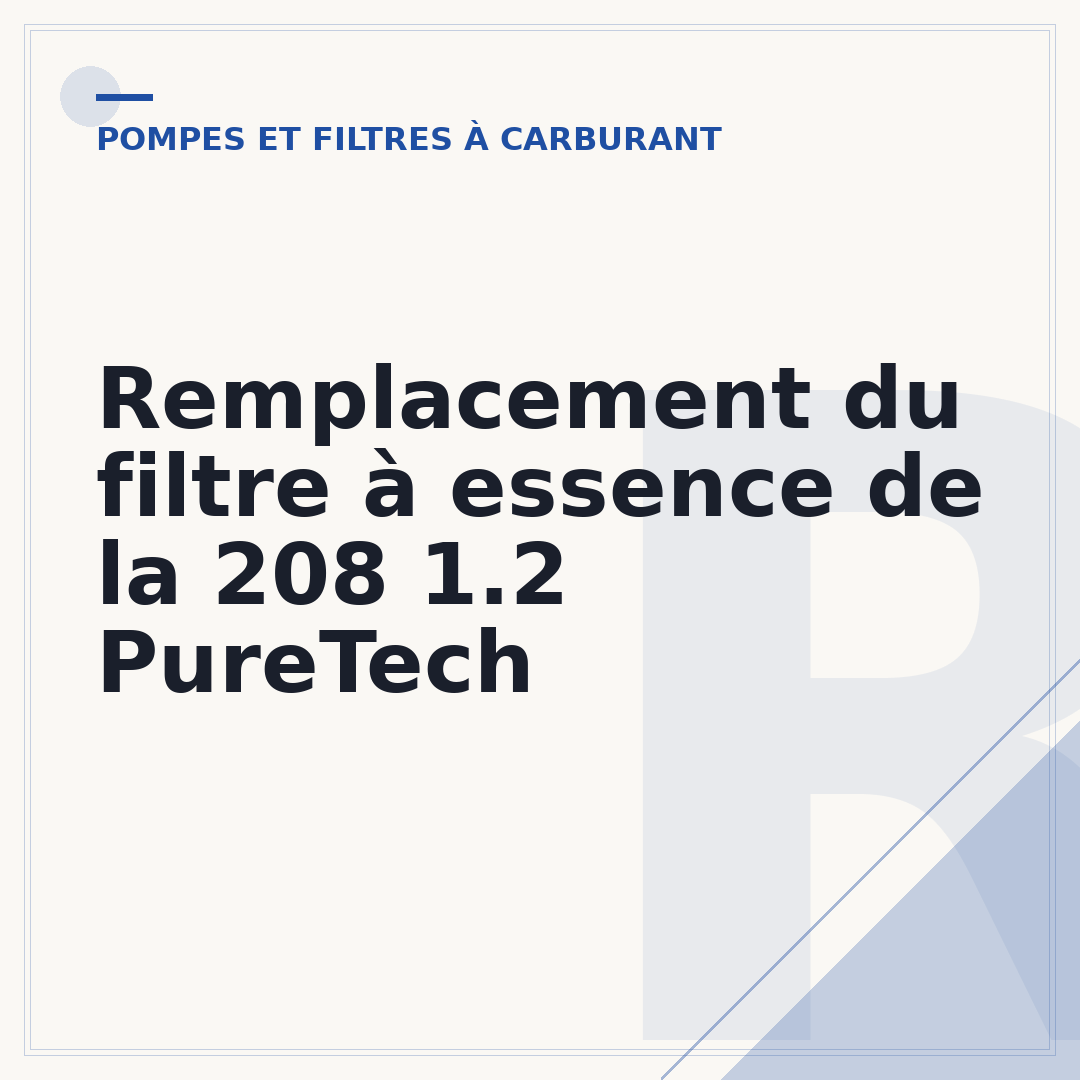 Remplacement du filtre à essence de la 208 1.2 PureTech