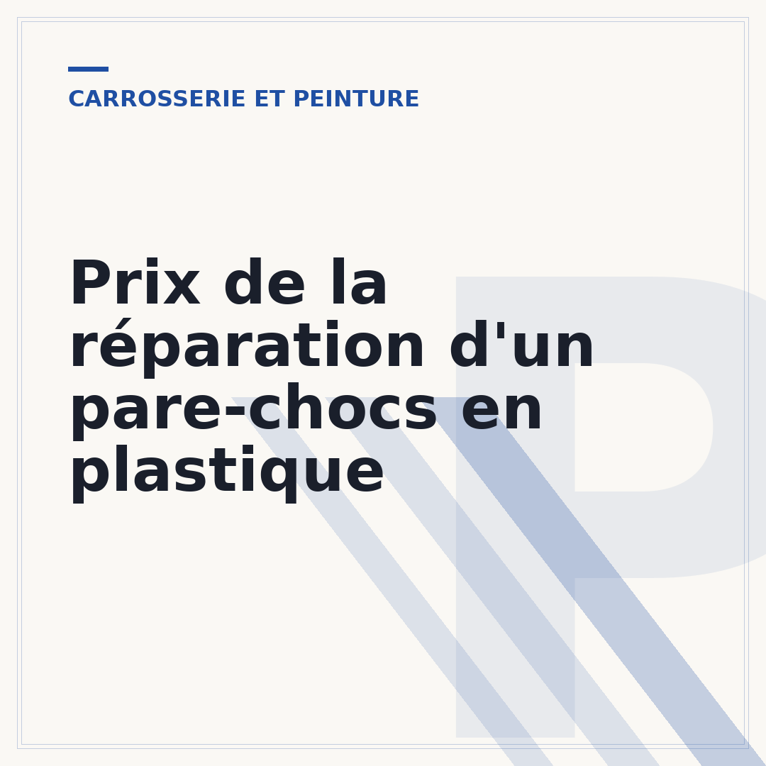 Prix de la réparation d'un pare-chocs en plastique