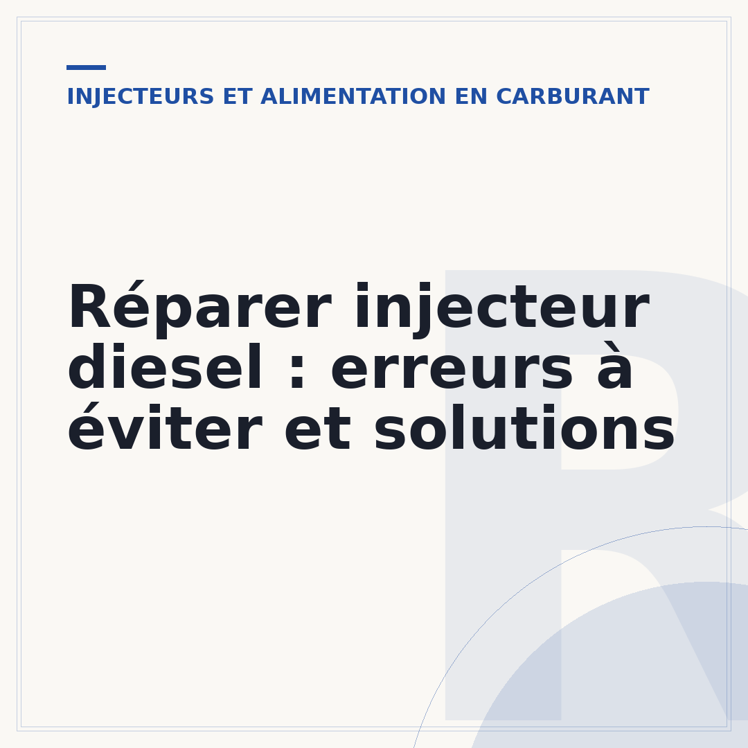 Réparer injecteur diesel : erreurs à éviter et solutions