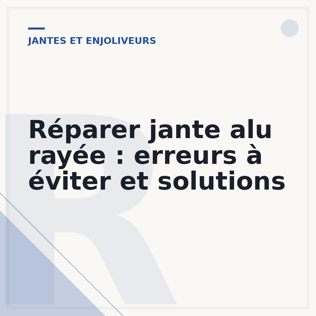 Réparer jante alu rayée : erreurs à éviter et solutions