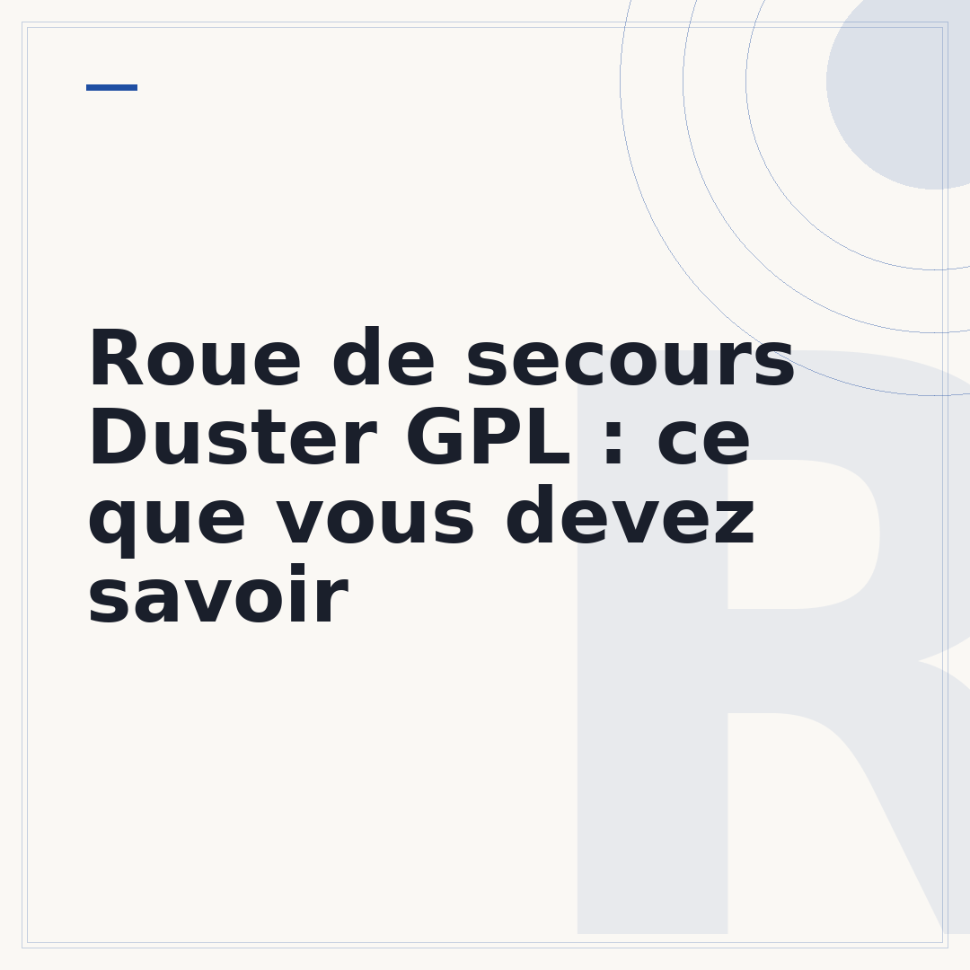 Roue de secours Duster GPL : ce que vous devez savoir