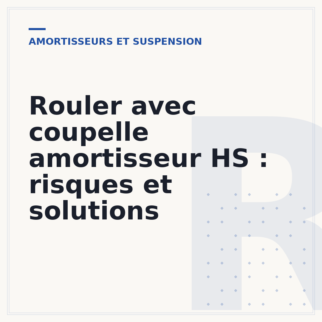 Rouler avec coupelle amortisseur HS : risques et solutions