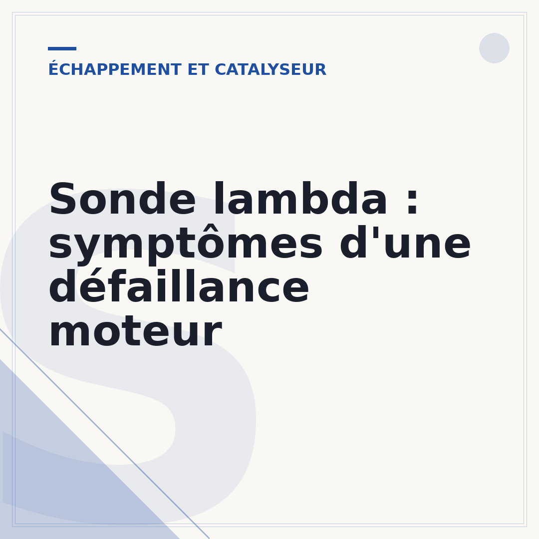 Sonde lambda : symptômes d'une défaillance moteur