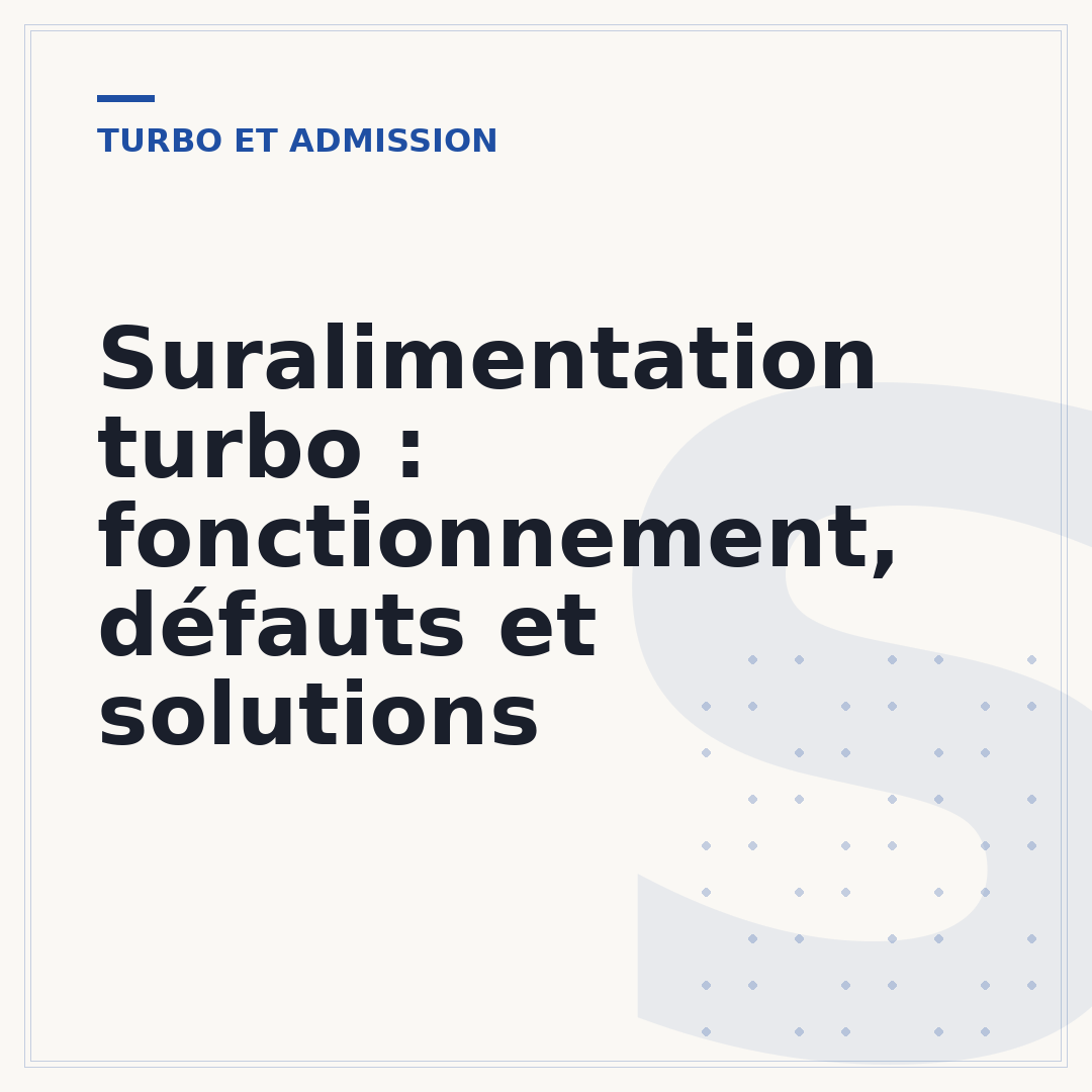 Suralimentation turbo : fonctionnement, défauts et solutions