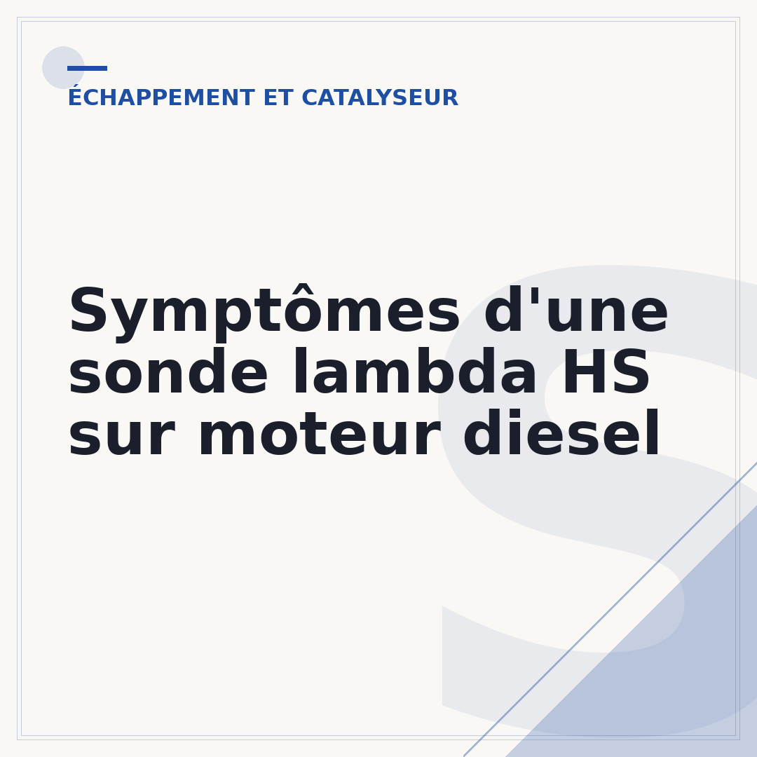 Symptômes d'une sonde lambda HS sur moteur diesel
