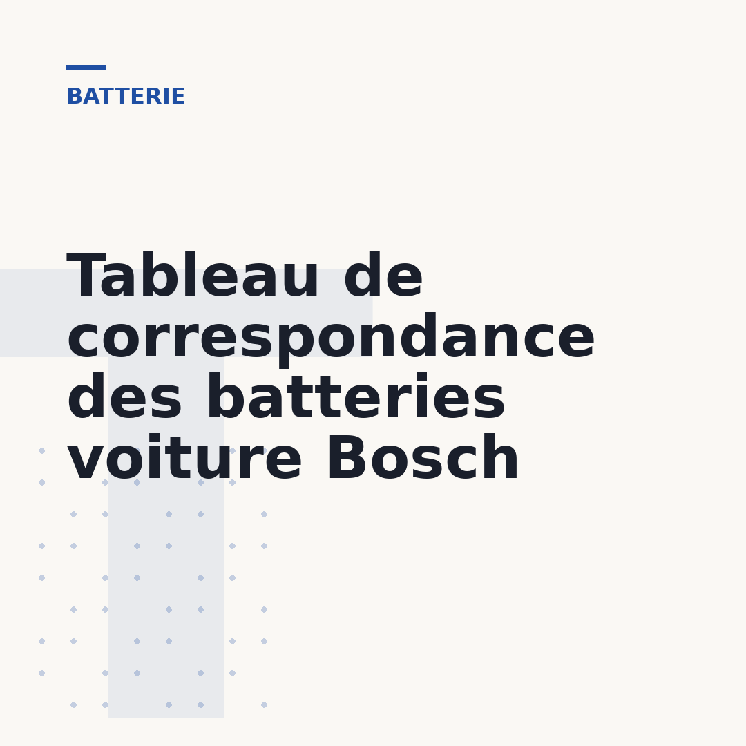 Tableau de correspondance des batteries voiture Bosch